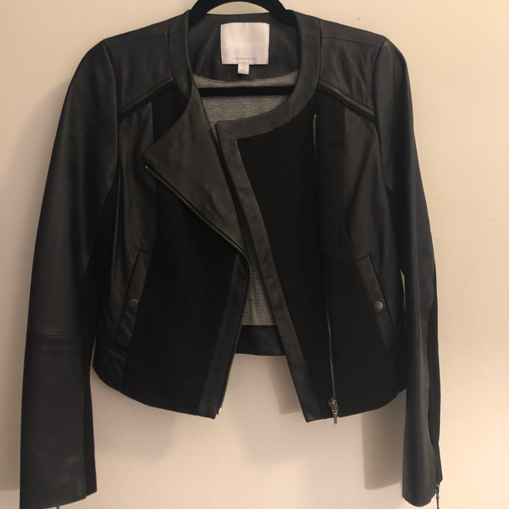 Moto Leather Jacket X-small/ like new! Anthropologie ETT:TWA